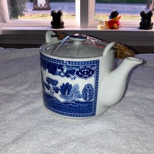 Blue and White Ceramic Teapot